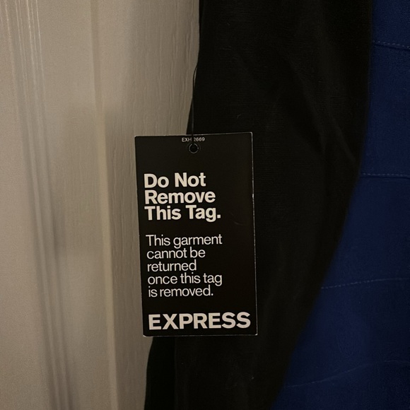 NWT Express Royal Blue & Black Color Block Cap Sleeve Cut Out Mini Dress- size 6 - Picture 6 of 8